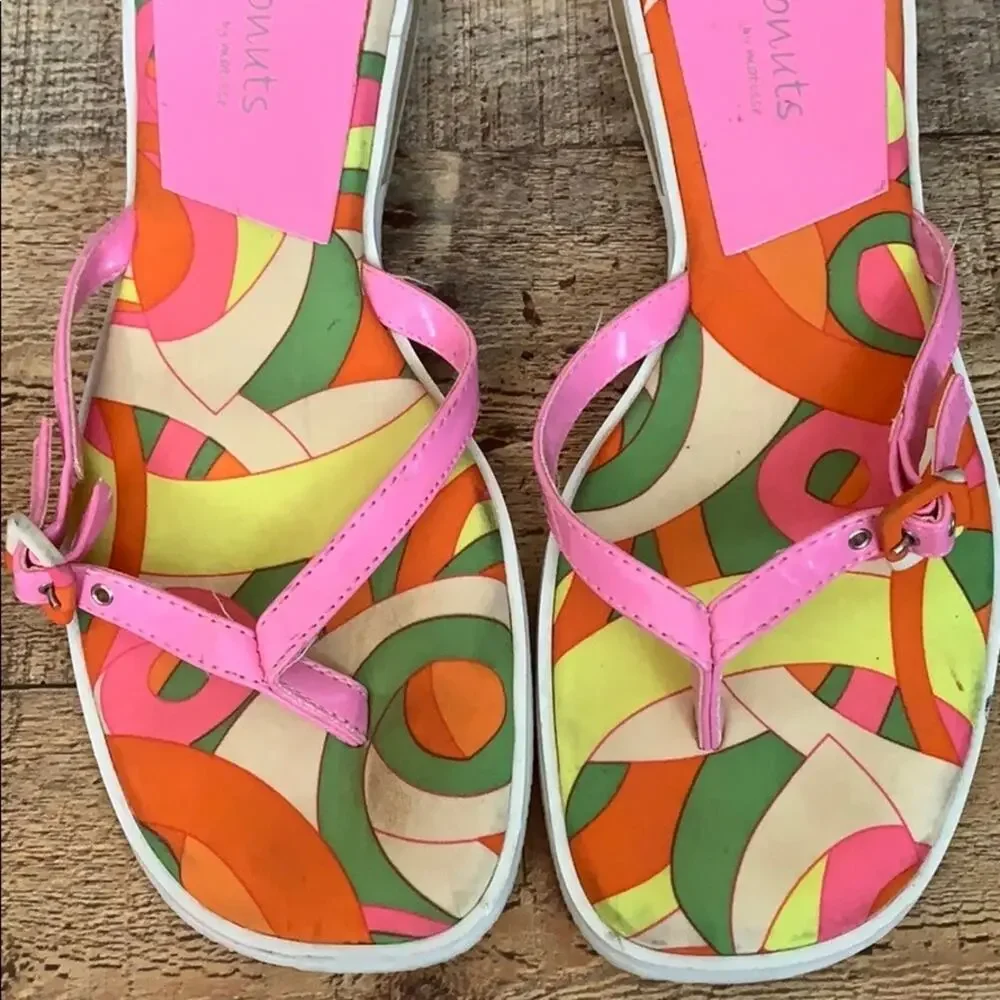 𝅺Coconuts by Matisse Pink Retro Mod Flip Flop Sandals Size 9 9.5